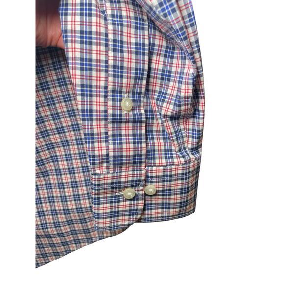 Ralph Lauren Men 32/33 Button Down‎ Plaid Slim Fit Stretch Non Iron Blue & Red - Picture 4 of 9